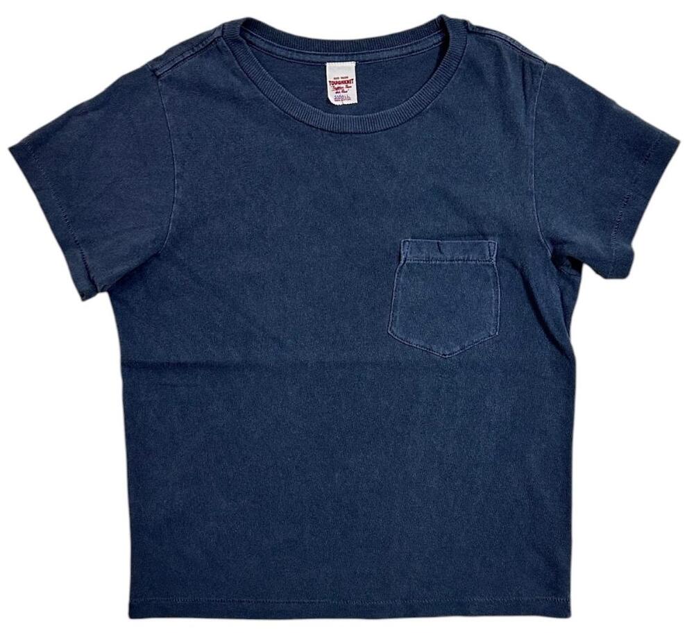 Buck Mason Women's T-Shirt Toughknit Pocket Tee in Vintage Navy Venice Wash